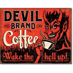 Placa metalica - Devil Brand Coffee - 30x40 cm